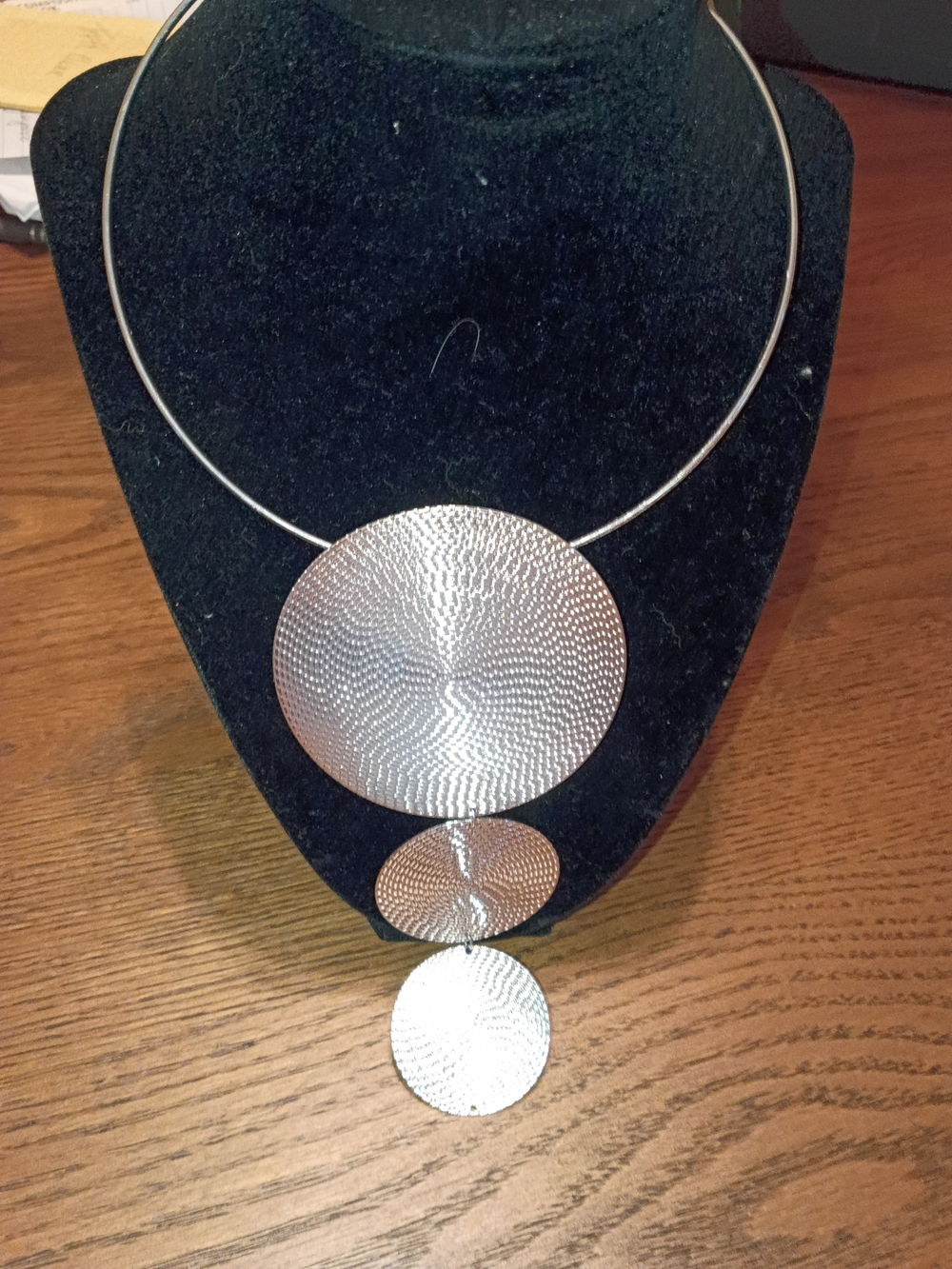 Silver Triple Disc Statement Necklace - Women Jewelry